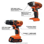 инструменти бг BLACK+DECKER 20v макс. акумулаторна бормашина и комбиниран електроинструмент с ударна винтоверт с батерия и зарядно устройство V8R6ZD540 - Image 2